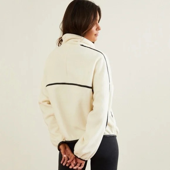 Altar’d State Brisk Sherpa Pullover Jacket Ivory White Fleece Half Zip Sweater M - Picture 2 of 10